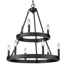 Golden 1017-36 BLK - Golden Lighting Alastair 9-light 2-tier Chandelier (3+6) in Matte Black